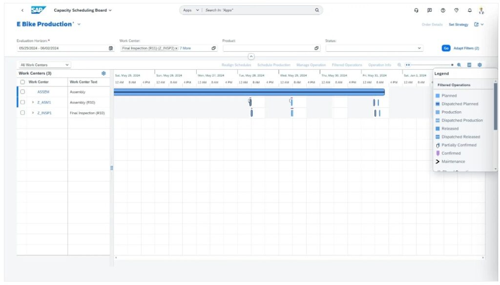 SAP Capacity Scheduling Board